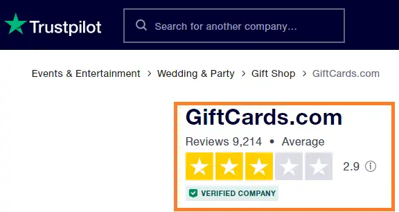 Giftcards reviews on trustpilot